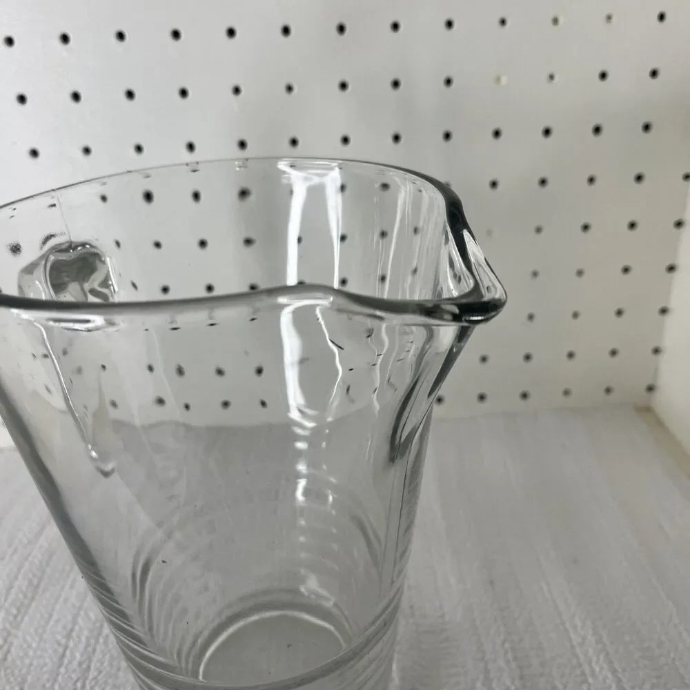 Ikea Clear Glass Svepa Pitcher 32 oz Embossed Ribbed Rings Discontinued